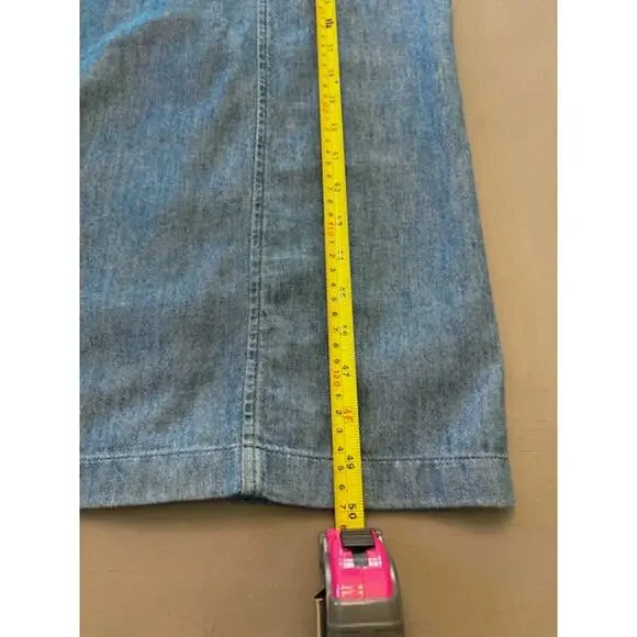 Old Navy Denim Chambray Midi Dress XL Blue Smocked Back Square Neck Cottagecore - Picture 14 of 15